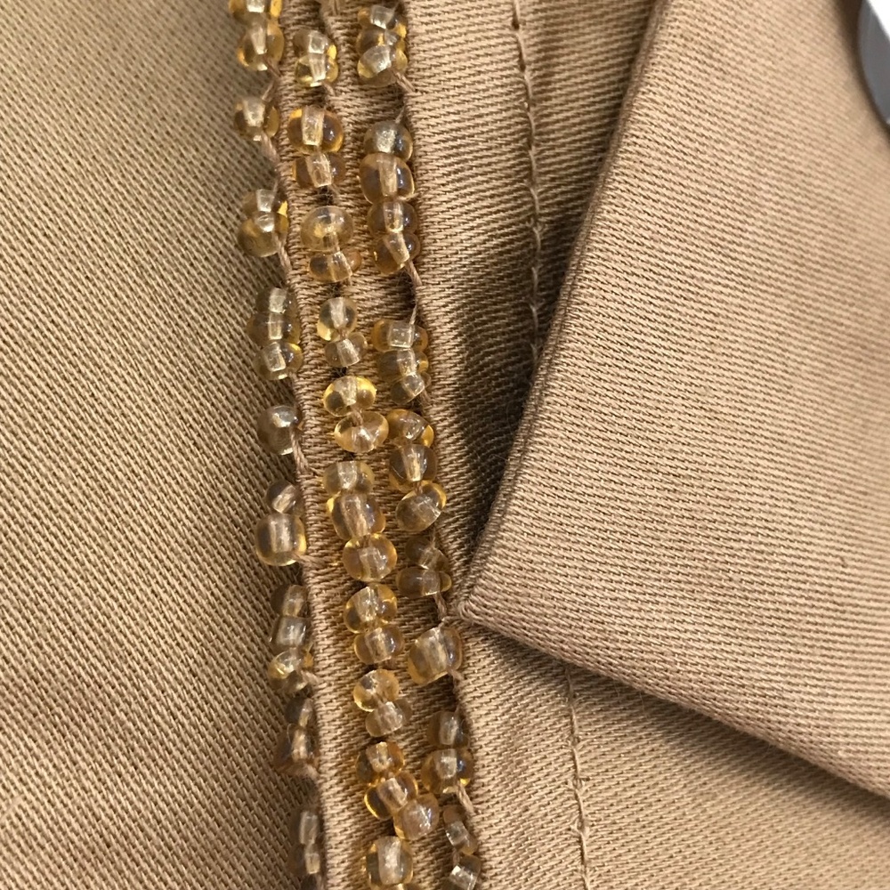 Cotton Beaded Cocktail Napkins Golden Tan Set of 12 - Picture 4 of 9